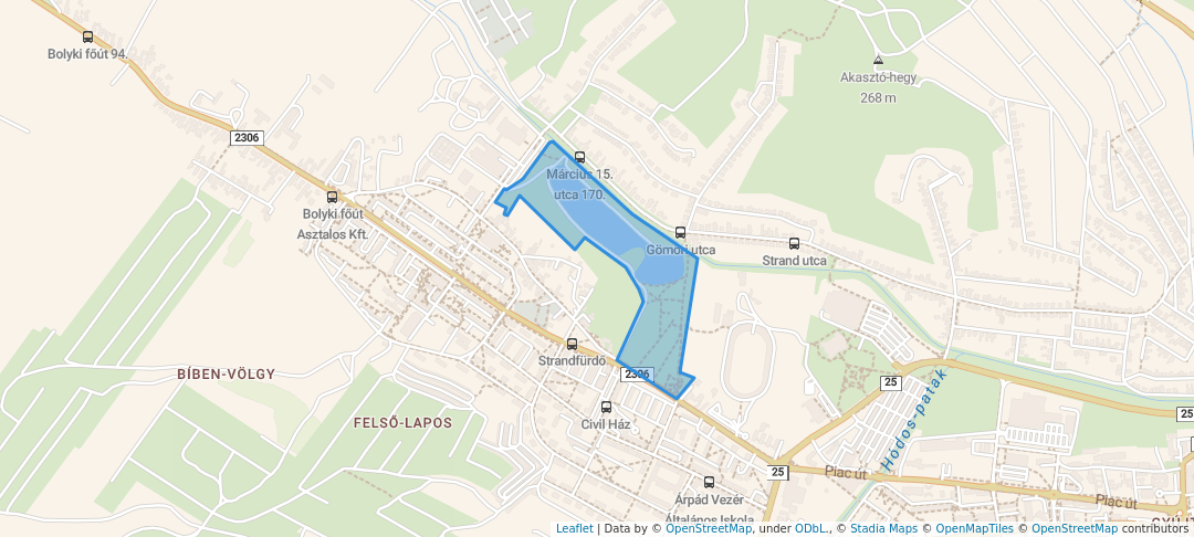 walking in Ifjúsági Park map in Ózd