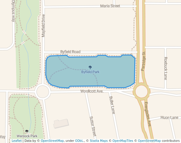 walking in Byfield Park map in Brabham