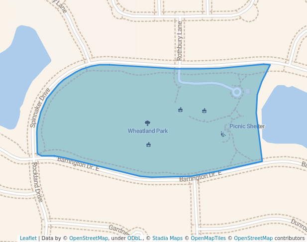 walking in Wheatland Park map in Aurora