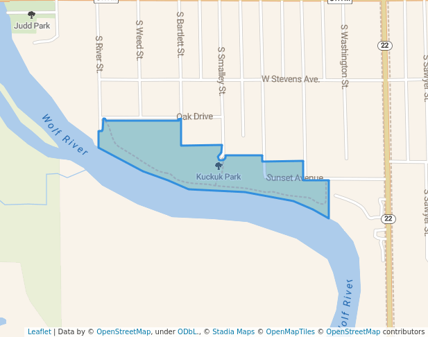 walking in Kuckuk Park map in Shawano