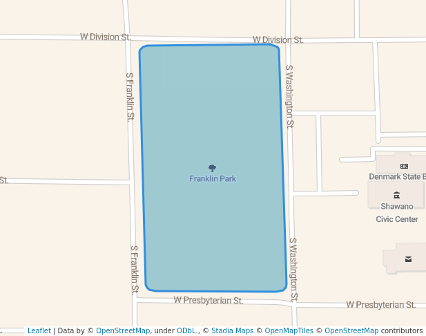 walking in Franklin Park map in Shawano