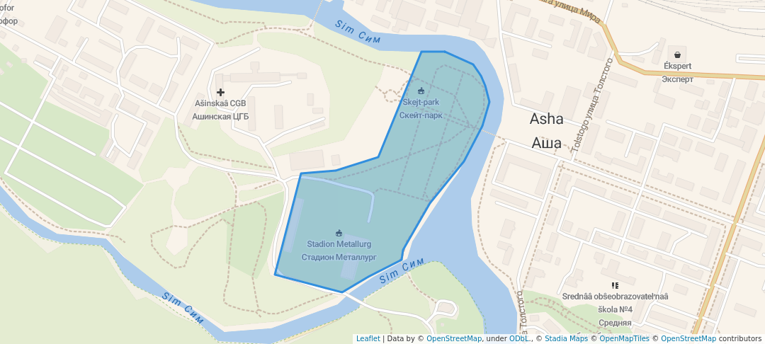 walking in парк Пилютова map in Asha