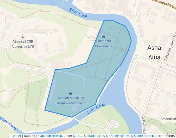 walking in парк Пилютова map in Asha