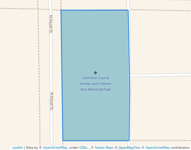 walking in Vermilion County Korean and Vietnam War Memorial Park map in Danville