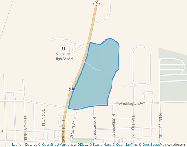 walking in Centennial Park map in Chrisman