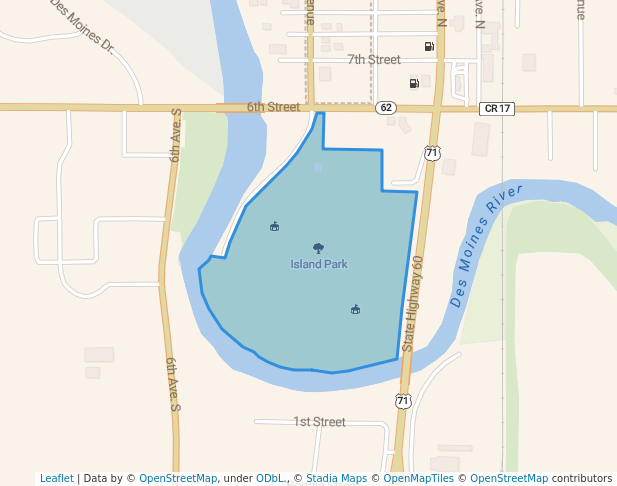 walking in Island Park map in Windom