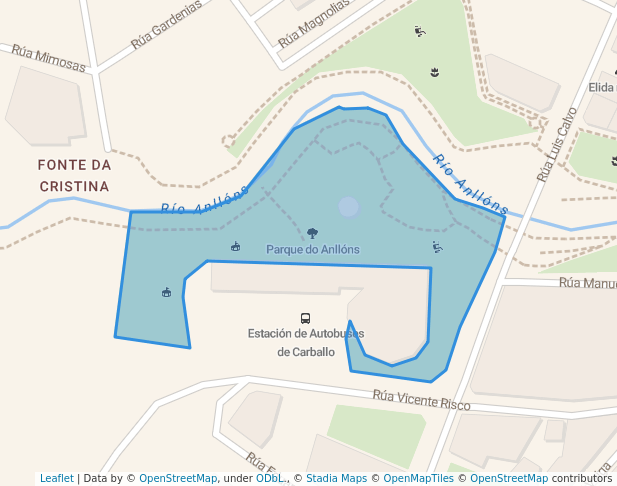 walking in Parque do Anllóns map in Carballo