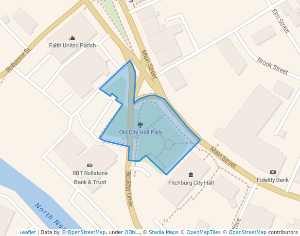 walking in Old City Hall Park map in Fitchburg