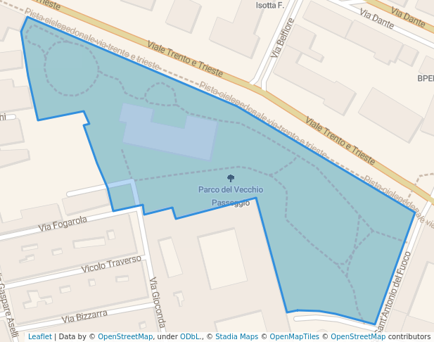 walking in Parco del Vecchio Passeggio map in Cremona