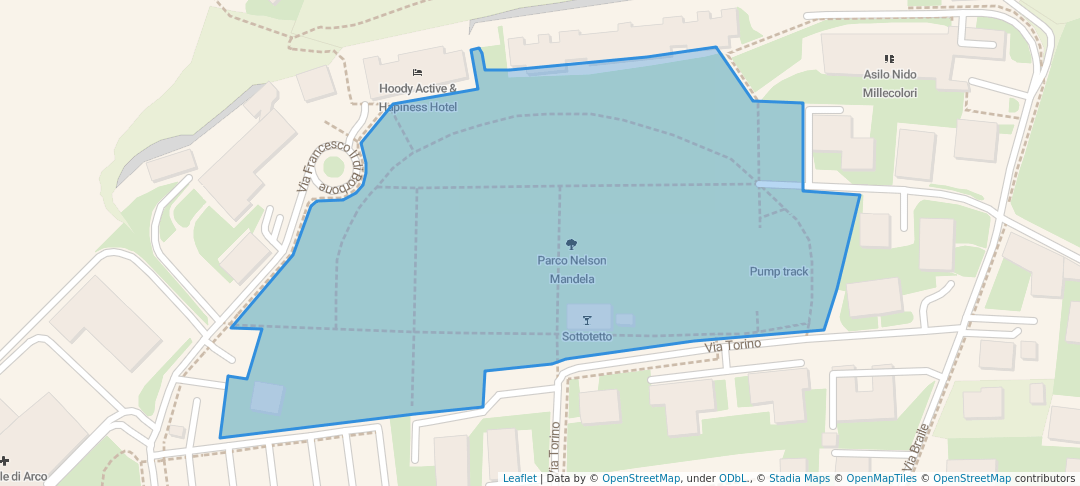 walking in Parco Nelson Mandela map in Arco