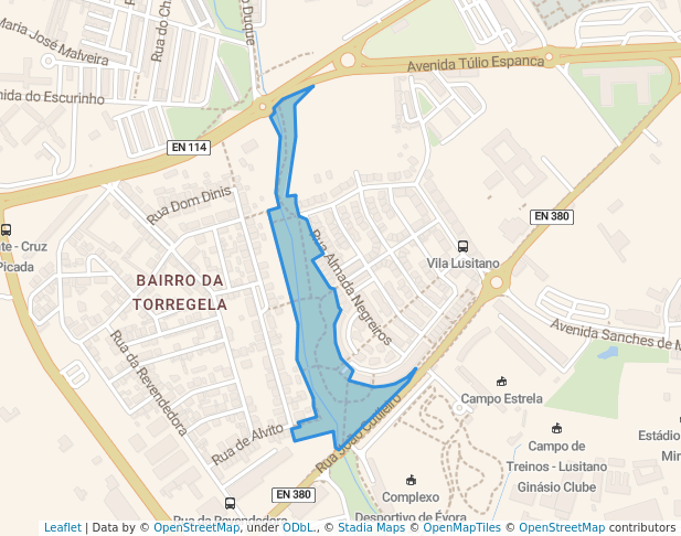 walking in Parque Vila Lusitano map in Évora