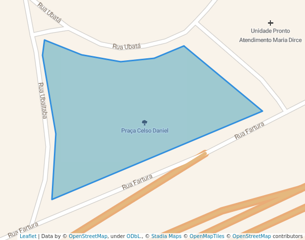 walking in Praça Celso Daniel map in Guarulhos