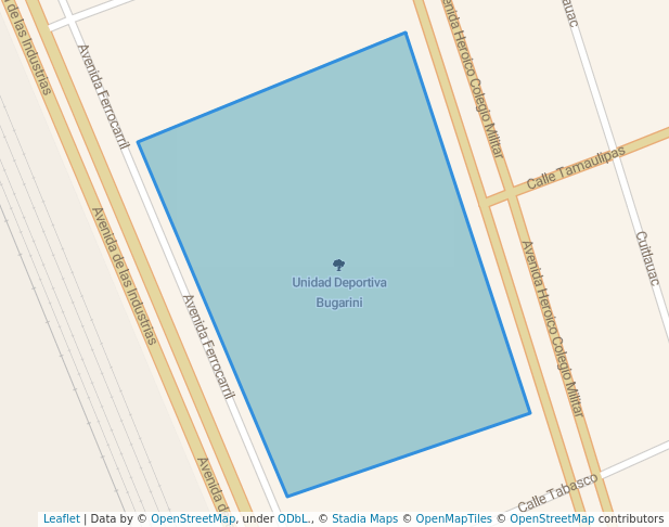 walking in Unidad Deportiva Bugarini map in Chihuahua