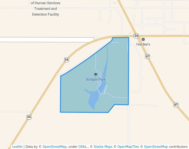 walking in Scripps Park map in Rushville