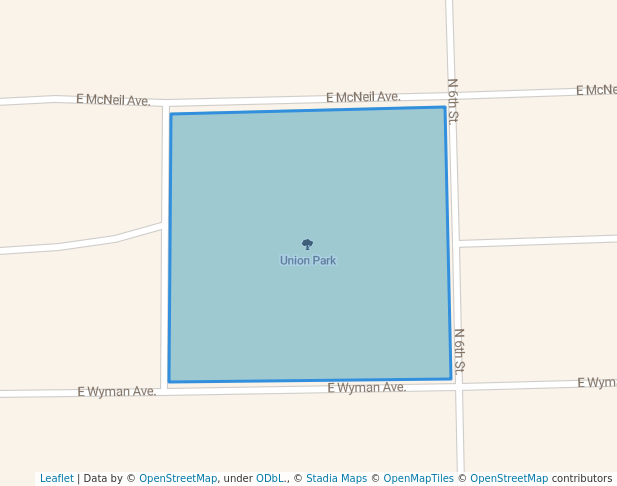 walking in Union Park map in Hoopeston