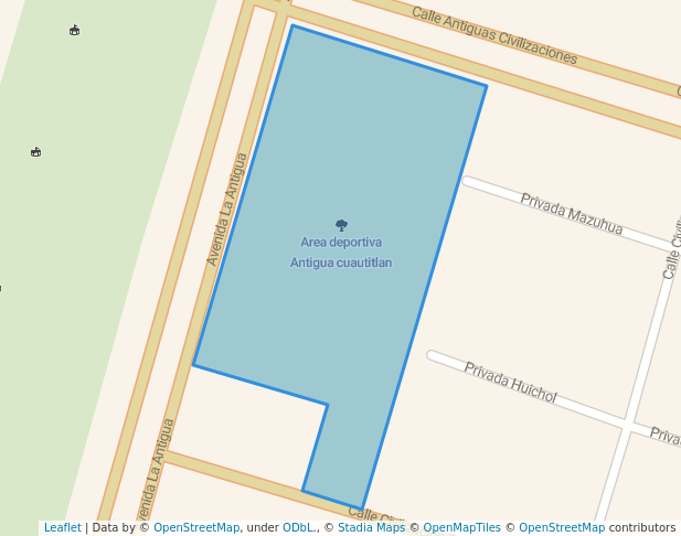 walking in Area deportiva Antigua cuautitlan map in Santiago Teyahualco