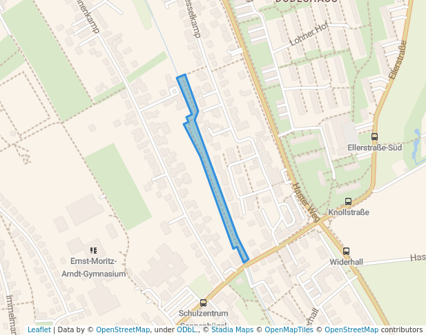 walking in Grünverbindung Dodesheider Landwehr map in Osnabrück