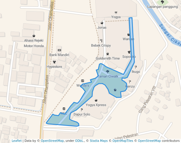 walking in Taman Ciwalk map in Bandung