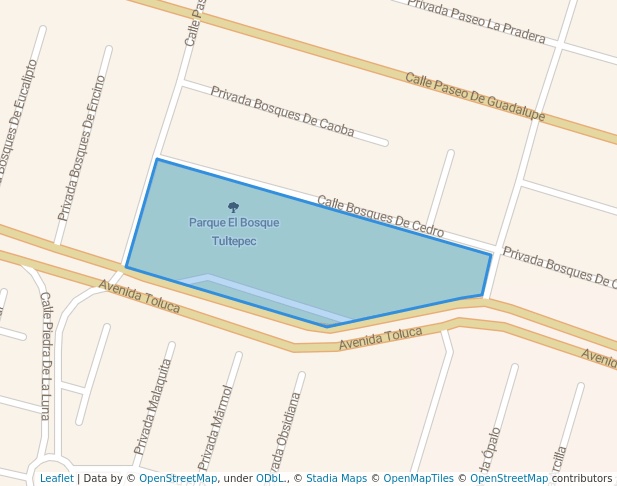 walking in Parque El Bosque Tultepec map in Santiago Teyahualco