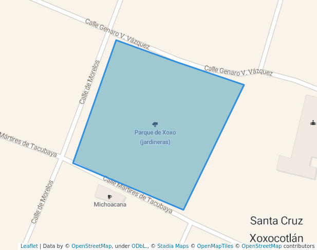 walking in Parque de Xoxo (jardineras) map in Santa Cruz Xoxocotlán