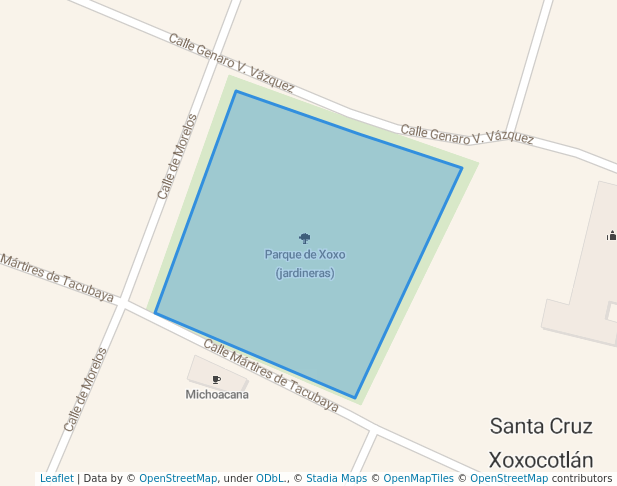 walking in Parque de Xoxo (jardineras) map in Santa Cruz Xoxocotlán