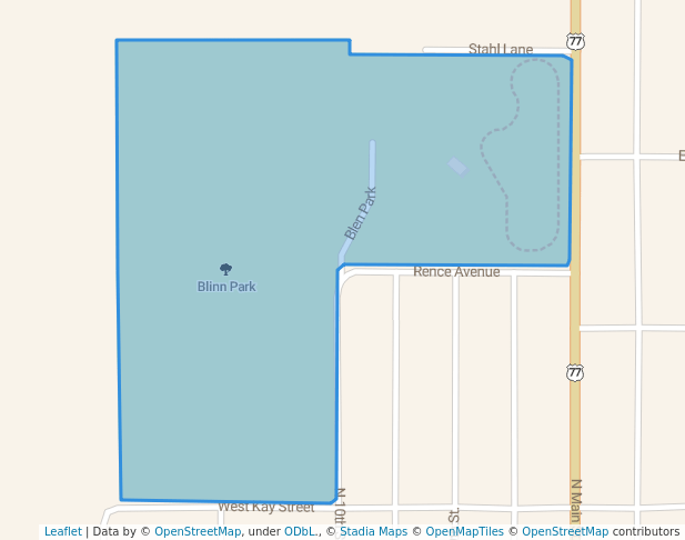 walking in Blinn Park map in Tonkawa