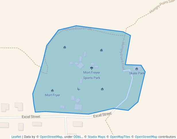 walking in Mort Freyer Sports Park map in Petersburg