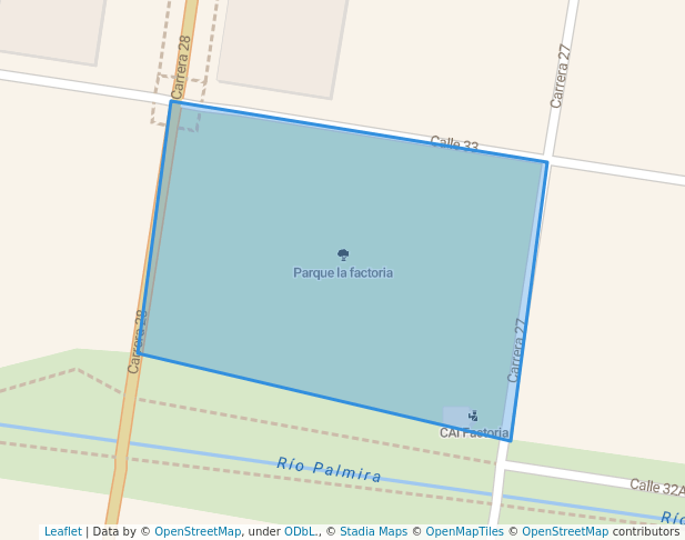 walking in Parque la factoria map in Palmira