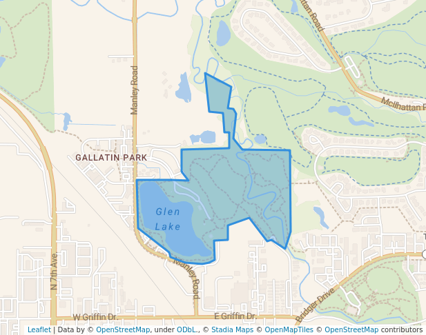 walking in Glen Lake Rotary Park map in Bozeman
