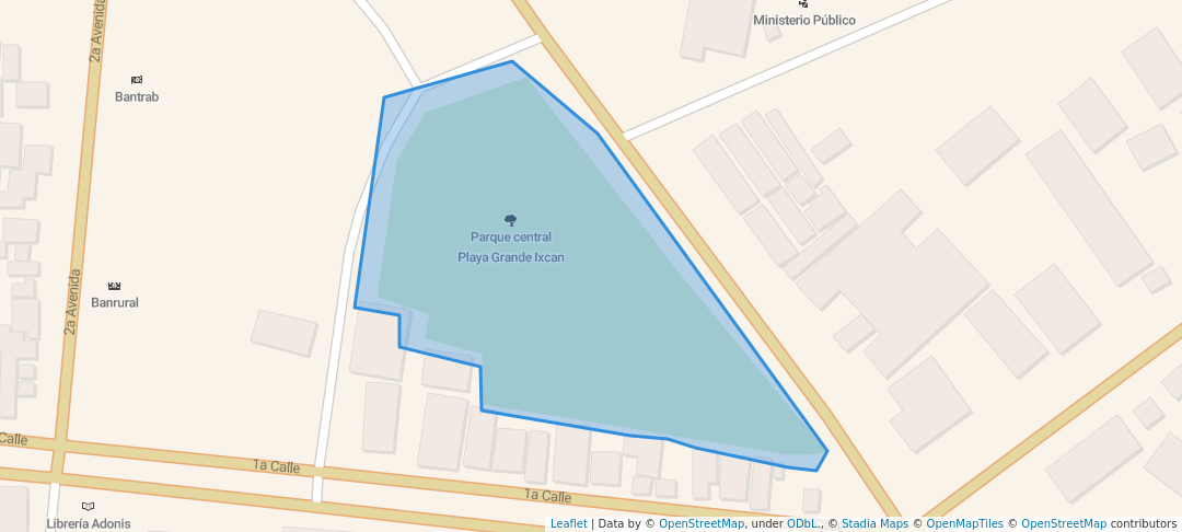 walking in Parque central Playa Grande Ixcan map in Ixcán