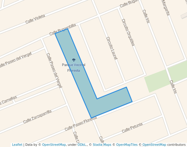 walking in Parque Vecinal Floresta map in Irapuato