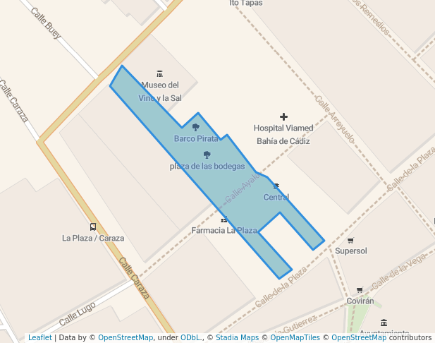 walking in plaza de las bodegas map in Chiclana de la Frontera