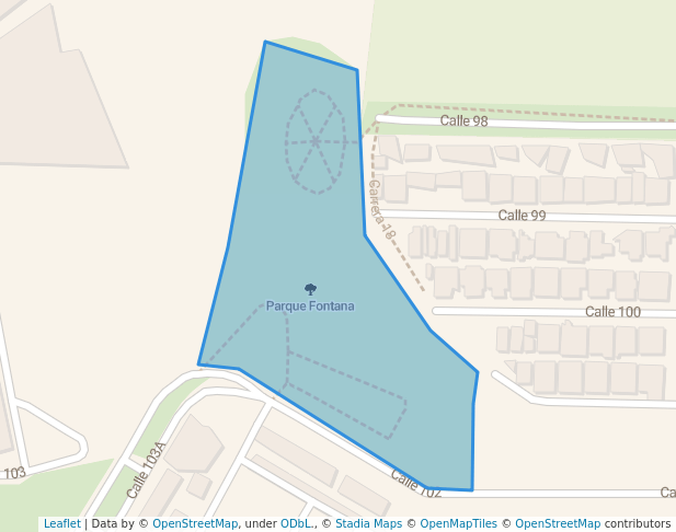 walking in Parque Fontana map in Bucaramanga