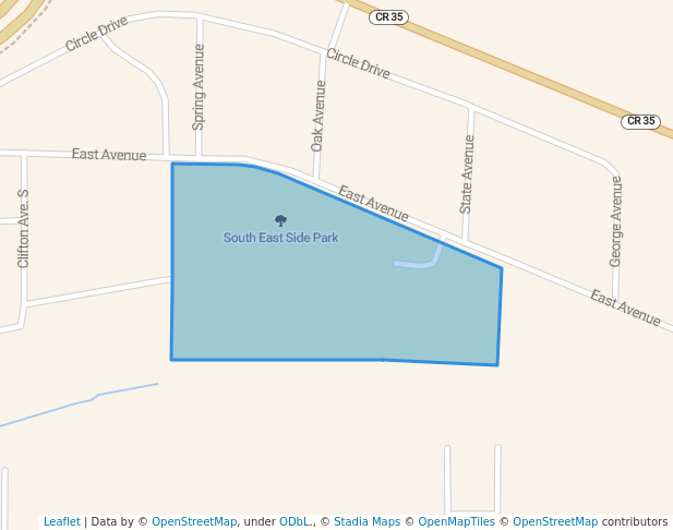 walking in South East Side Park map in Worthington