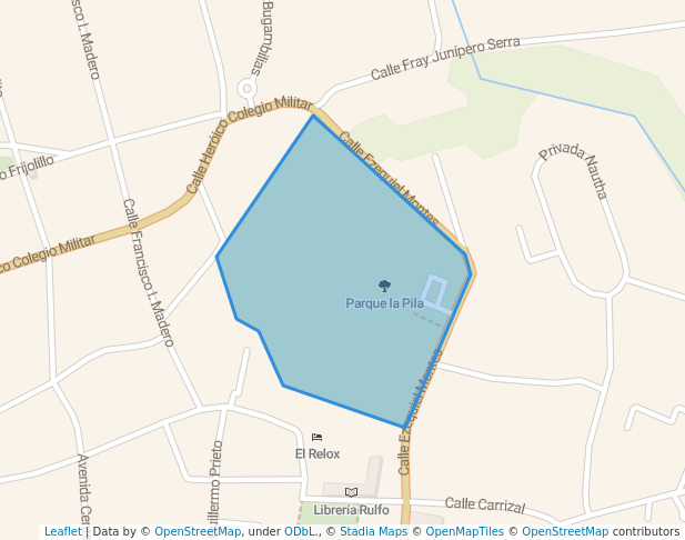 walking in Parque La Pila map in Tequisquiapan