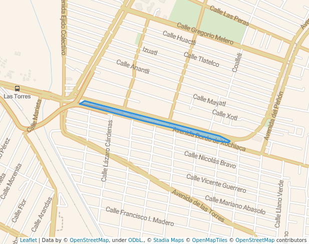 walking in Corredor Guerrero Chimalli map in Chimalhuacán