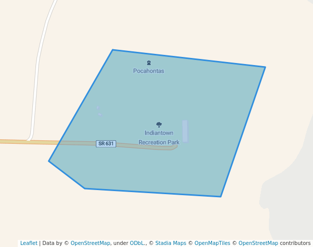 walking in Indiantown Recreation Park map in Cape Charles