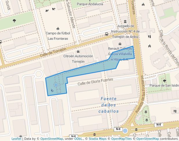 walking in Parque Gloria Fuertes map in Torrejón de Ardoz