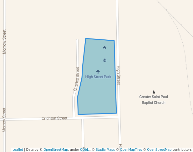 walking in High Street Park map in Minden