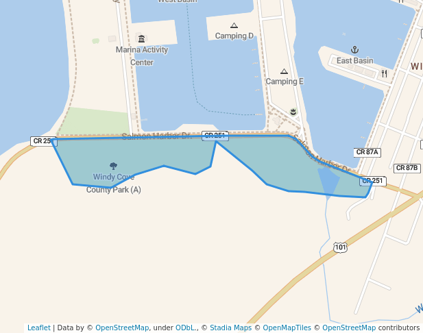 walking in Windy Cove County Park (A) map in Winchester Bay