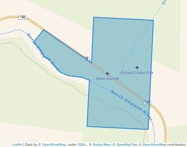 walking in Baker Wayside map in Glide