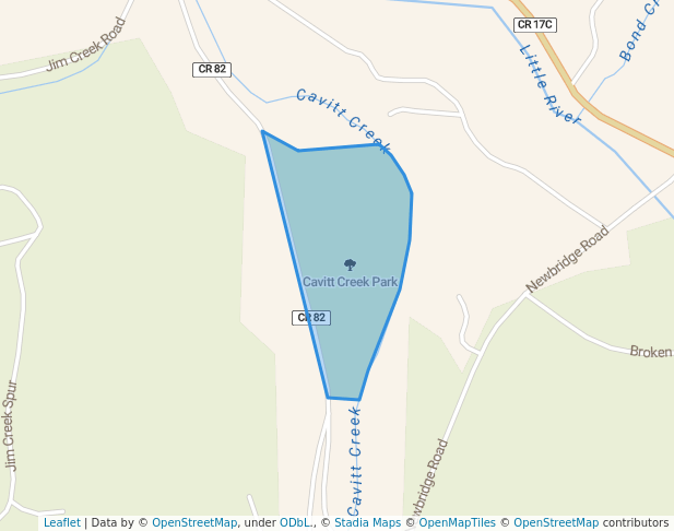 walking in Cavitt Creek Park map in Glide