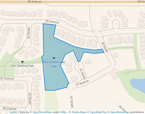 walking in Charbonneau Park map in Beaumont