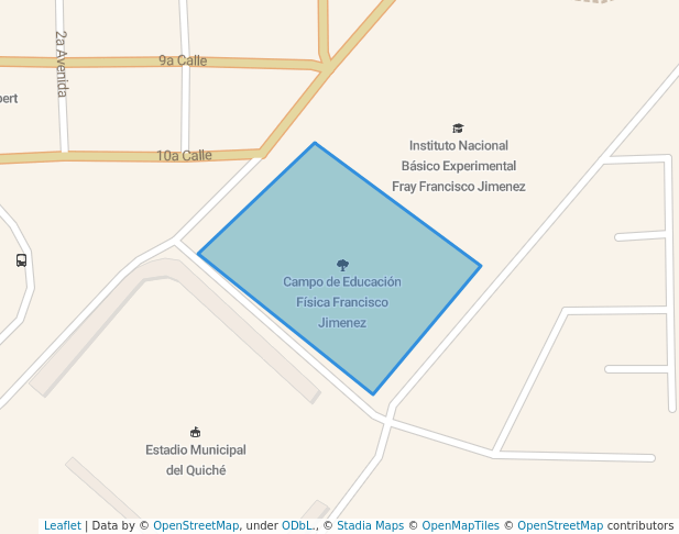 walking in Campo de Educación Física Francisco Jimenez map in Santa Cruz del Quiché