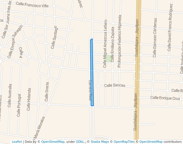 walking in Parque lineal Camino Real map in Sahuayo de Morelos