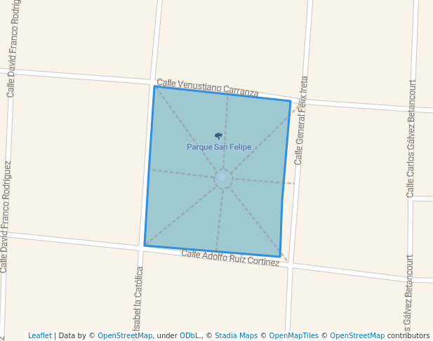 walking in Parque San Felipe map in Sahuayo de Morelos