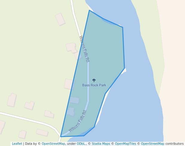 walking in Bass Rock Park map in Bracebridge