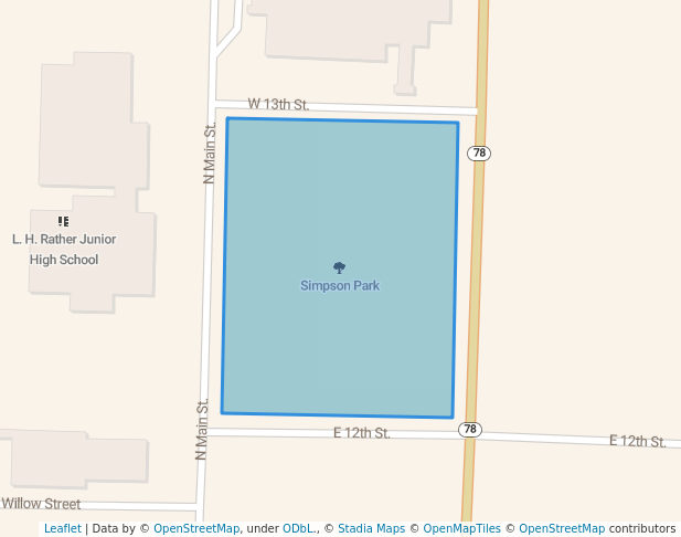 walking in Simpson Park map in Bonham