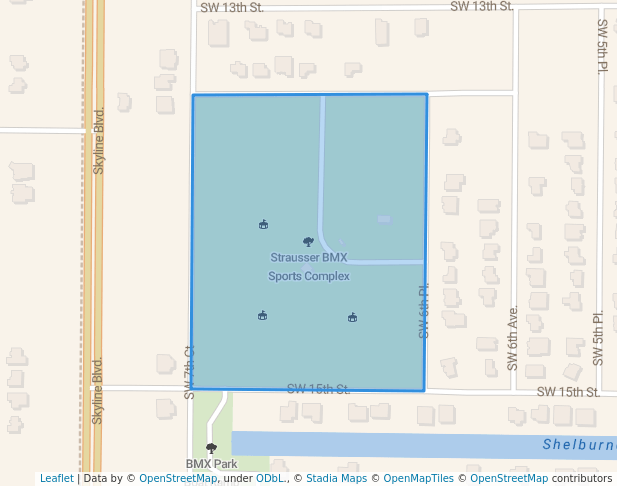 walking in Strausser BMX Sports Complex map in Cape Coral