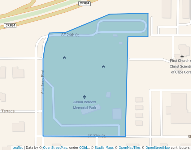 walking in Jason Verdow Memorial Park map in Cape Coral
